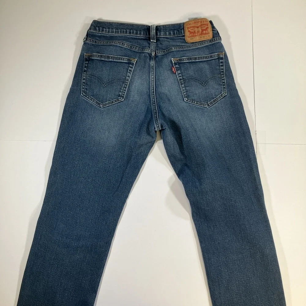 Levi's 541 Jeans Mens 30x28 Athletic Taper Stretch Blue Medium Wash Denim